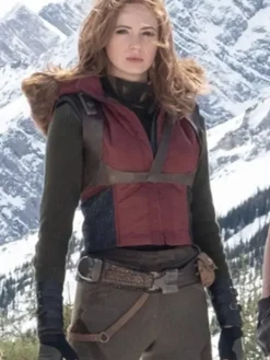 Asal Vision Vests | Jumanji The Next Level Ruby Roundhouse Leather Vest Maroon and Black