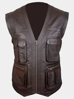 Asal Vision Vests | Jurassic World Dominion Owen Grady Leather Vest Brown