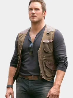 Asal Vision Vests | Jurassic World Fallen Kingdom Chris Pratt Leather Vest Brown