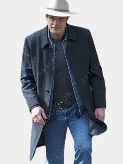 Asal Vision Men Coats | Justified Raylan Givens Trench Wool Coat