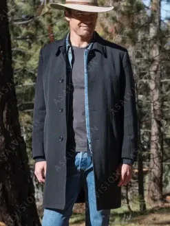 Asal Vision Men Coats | Justified Raylan Givens Trench Wool Coat
