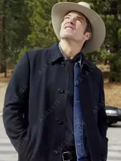Asal Vision Men Coats | Justified Raylan Givens Trench Wool Coat