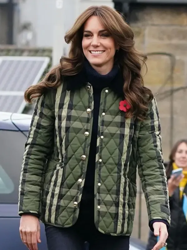Asal Vision Cotton Jackets | Kate Middleton Burberry Jacket Green With Plaid Design