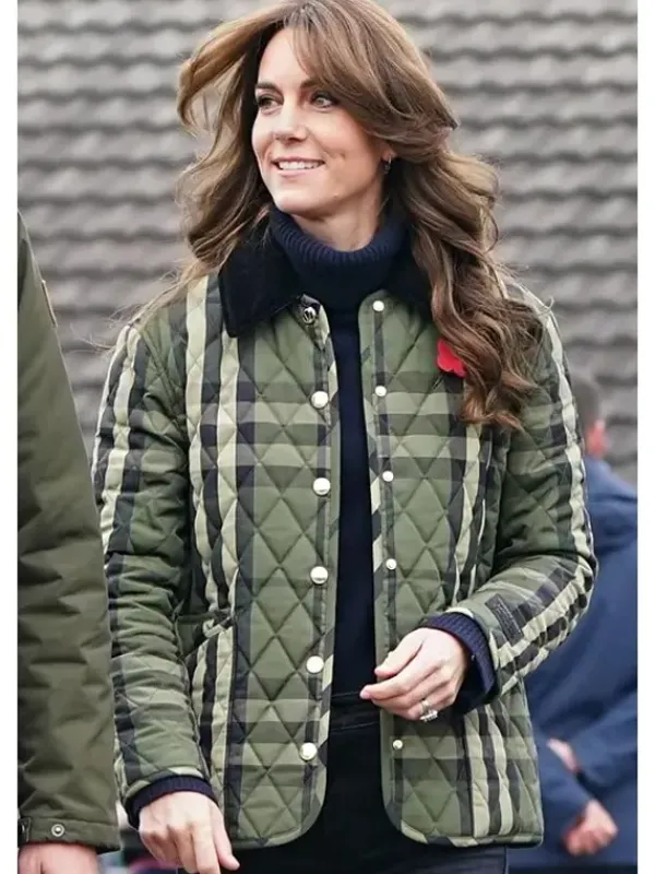 Asal Vision Cotton Jackets | Kate Middleton Burberry Jacket Green With Plaid Design