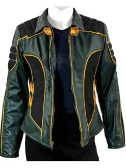 Asal Vision Leather Jackets | Katie Cassidy Arrow Season 8 Laurel Lance Jacket Green, Yellow & Black