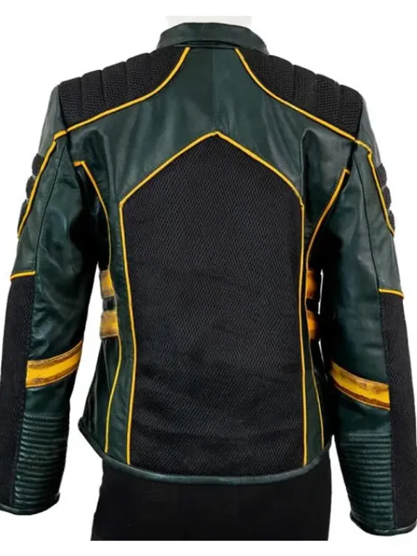 Asal Vision Leather Jackets | Katie Cassidy Arrow Season 8 Laurel Lance Jacket Green, Yellow & Black