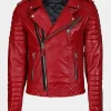 Asal Vision Red Jackets | Biker Jackets | Kay Michaels Biker Leather Cafe Racer Womens Jacket Red