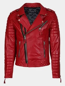 Asal Vision Red Jackets | Biker Jackets | Kay Michaels Biker Leather Cafe Racer Womens Jacket Red