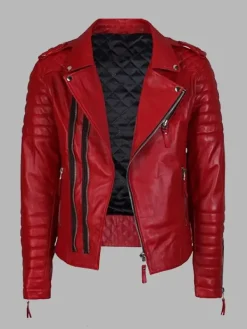 Asal Vision Red Jackets | Biker Jackets | Kay Michaels Biker Leather Cafe Racer Womens Jacket Red