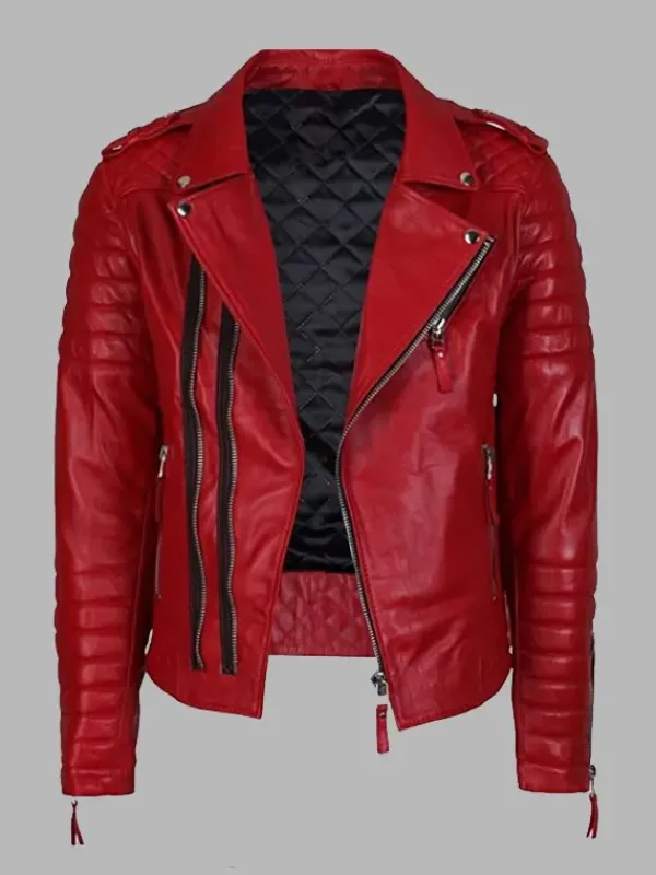 Asal Vision Red Jackets | Biker Jackets | Kay Michaels Biker Leather Cafe Racer Womens Jacket Red