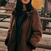 Asal Vision Women Coats | Kelsey Asbille Yellowstone Monica Dutton Shearling Coat Brown
