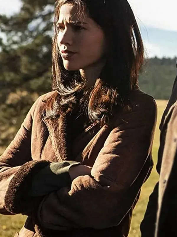Asal Vision Women Coats | Kelsey Asbille Yellowstone Monica Dutton Shearling Coat Brown