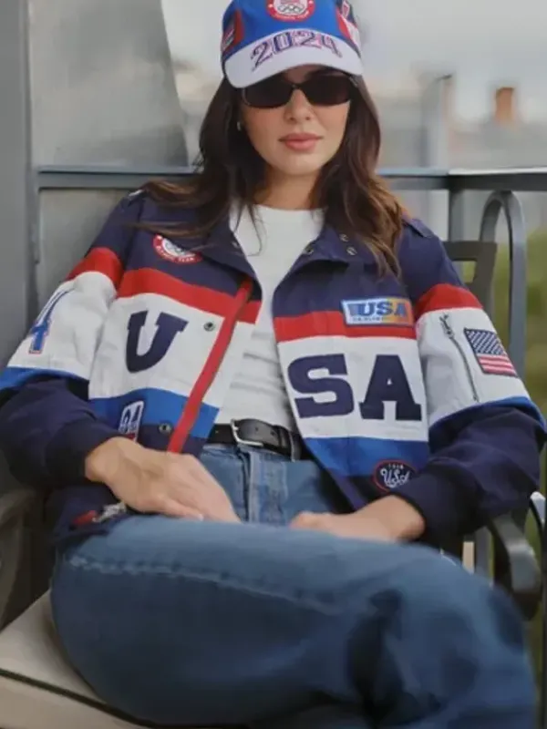 Asal Vision Cotton Jackets | Kendall Jenner Paris Olympics USA Jacket Blue