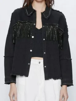 Asal Vision Denim Jackets | Killing Eve Jodie Comer Denim Jacket Black