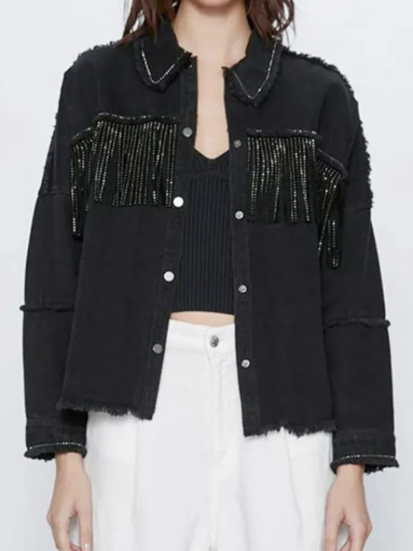 Asal Vision Denim Jackets | Killing Eve Jodie Comer Denim Jacket Black