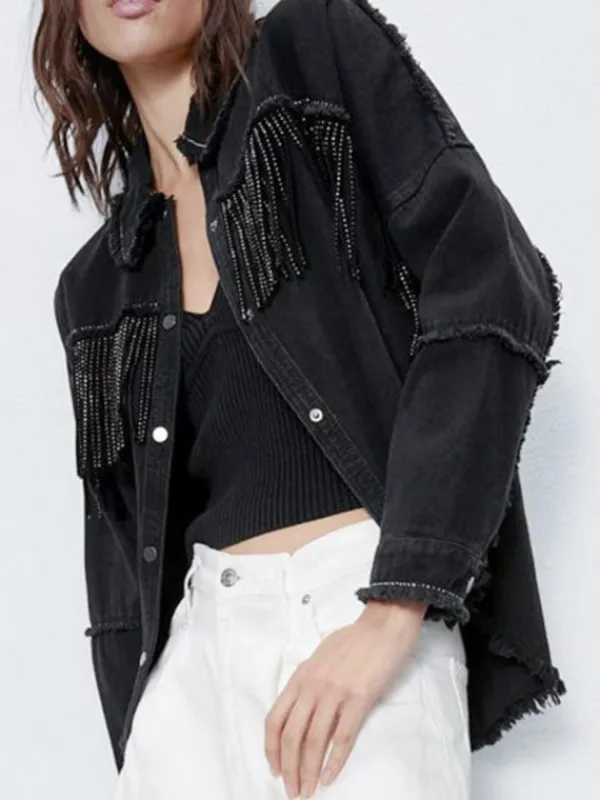 Asal Vision Denim Jackets | Killing Eve Jodie Comer Denim Jacket Black