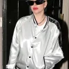 Asal Vision Leather Jackets | Lady Gaga Varsity Bomber Jacket Silver