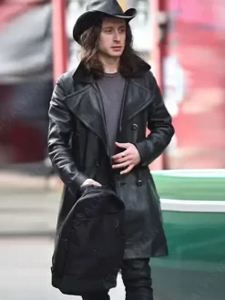 Asal Vision Men Coats | 5lbs of Pressure Mike Leather Trench Coat Black