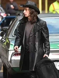 Asal Vision Men Coats | 5lbs of Pressure Mike Leather Trench Coat Black