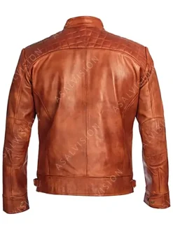 Asal Vision Brown Jackets | Cafe Racer Jackets | Lennox Quilted Leather Fashion Biker Jacket Mens Brown