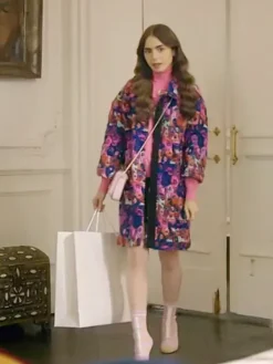 Asal Vision Women Coats | Lily Collins Emily In Paris Emily Cooper Floral Coat Multicolor Floral Design