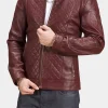 Asal Vision Quilted Jackets | Biker Jackets | Color Quilted Biker Leather Jacket For Men’s Maroon