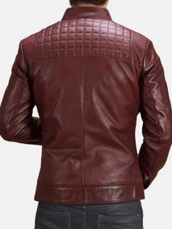Asal Vision Quilted Jackets | Biker Jackets | Color Quilted Biker Leather Jacket For Men’s Maroon