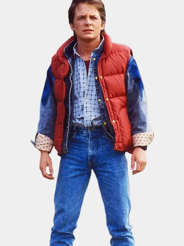 Asal Vision Vests | Marty McFly Back To The Future Puffer Vest Red