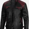 Asal Vision Black Jackets | Cafe Racer Jackets | Mason Quilted Cafe Racer Leather Jacket Black And Maroon