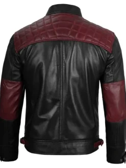 Asal Vision Black Jackets | Cafe Racer Jackets | Mason Quilted Cafe Racer Leather Jacket Black And Maroon