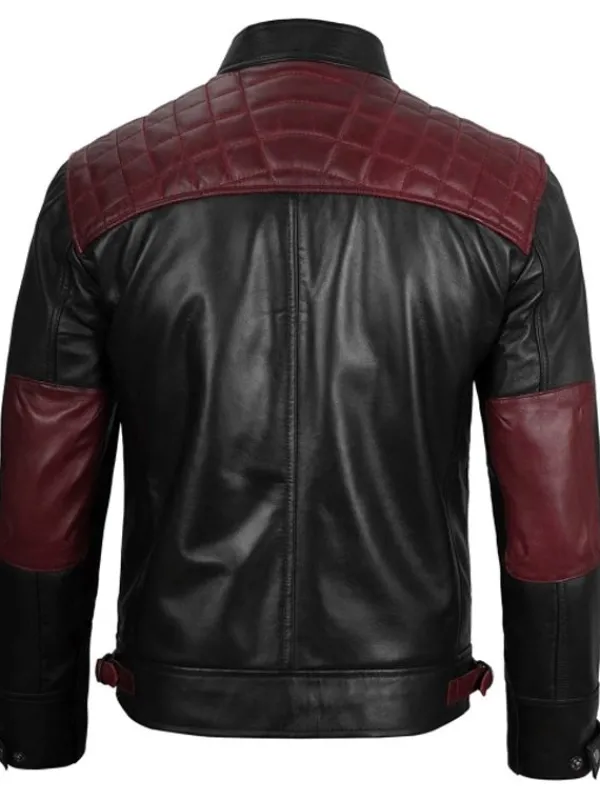 Asal Vision Black Jackets | Cafe Racer Jackets | Mason Quilted Cafe Racer Leather Jacket Black And Maroon