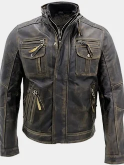 Asal Vision Black Jackets | Biker Jackets | Men Vintage Brando Leather Moto Jacket Black