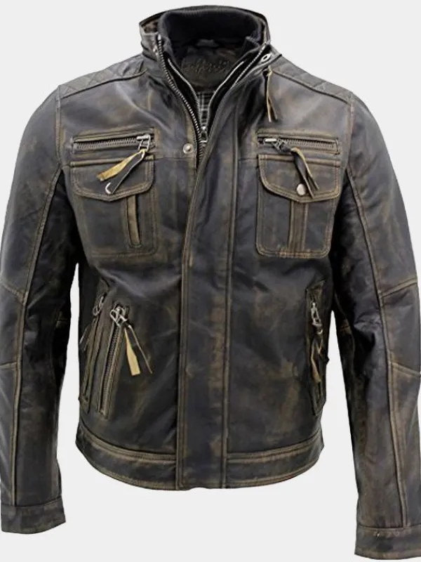 Asal Vision Black Jackets | Biker Jackets | Men Vintage Brando Leather Moto Jacket Black