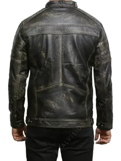 Asal Vision Black Jackets | Cafe Racer Jackets | Men Distressed Cafe Racer Leather Jacket Black