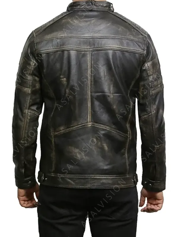 Asal Vision Black Jackets | Cafe Racer Jackets | Men Distressed Cafe Racer Leather Jacket Black