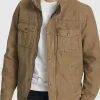 Asal Vision Cotton Jackets | Men Lightweight Cotton Stand Collar Jacket Khaki