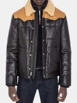 Asal Vision Puffer Jackets | Leather Jackets | Men Modern Look Leather Puffer Jacket Black & Brown
