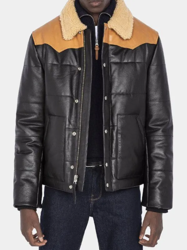 Asal Vision Puffer Jackets | Leather Jackets | Men Modern Look Leather Puffer Jacket Black & Brown