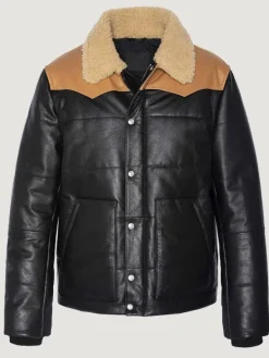 Asal Vision Puffer Jackets | Leather Jackets | Men Modern Look Leather Puffer Jacket Black & Brown