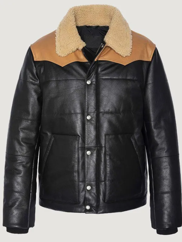 Asal Vision Puffer Jackets | Leather Jackets | Men Modern Look Leather Puffer Jacket Black & Brown