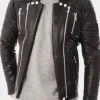 Asal Vision Black Jackets | Quilted Jackets | Men Quilted Biker Leather Zipper Jacket Black