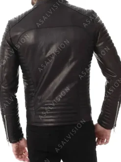 Asal Vision Black Jackets | Quilted Jackets | Men Quilted Biker Leather Zipper Jacket Black