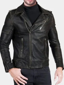 Asal Vision Black Jackets | Biker Jackets | Men Real Leather Vintage Biker Jacket Black