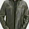 Asal Vision Black Jackets | Cafe Racer Jackets | Men Ruboff Distressed Motorcycle Vintage Leather Jacket Black