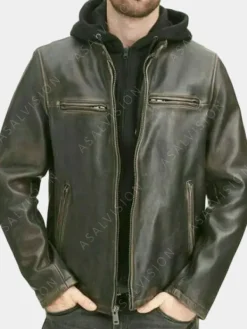 Asal Vision Black Jackets | Cafe Racer Jackets | Men Ruboff Distressed Motorcycle Vintage Leather Jacket Black