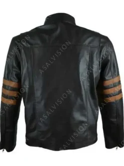 Asal Vision Black Jackets | Cafe Racer Jackets | Mens Andreas Brown Stripes Black Biker Leather Jacket Brown And Black