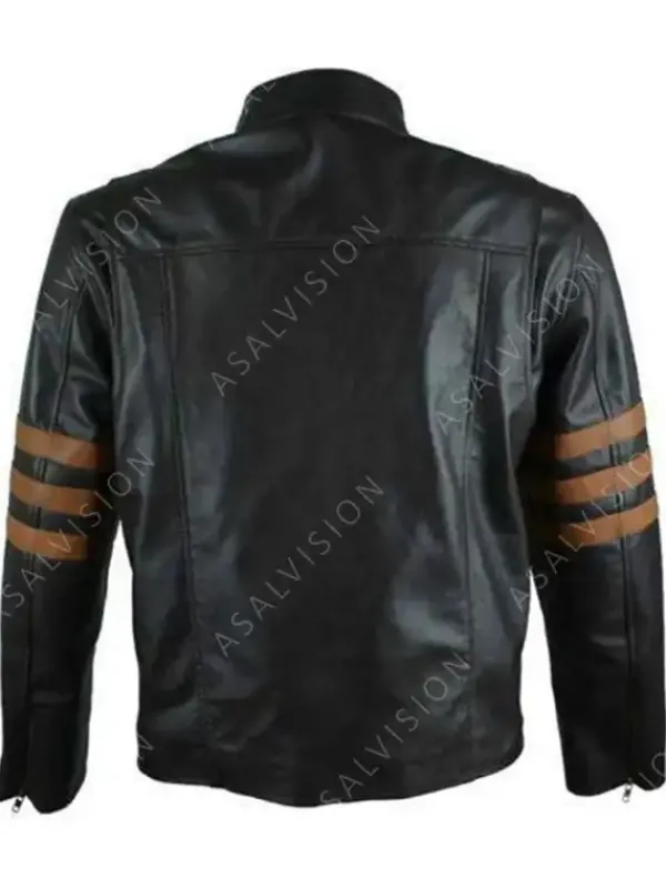 Asal Vision Black Jackets | Cafe Racer Jackets | Mens Andreas Brown Stripes Black Biker Leather Jacket Brown And Black