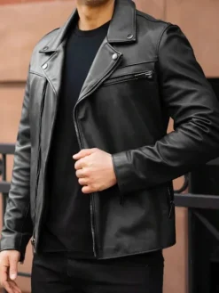 Asal Vision Black Jackets | Biker Jackets | Men’s Authentic Motorcycle Leather Jacket Black
