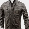Asal Vision Brown Jackets | Biker Jackets | Men’s Biker Slim Fit Vintage Distressed Jacket Brown