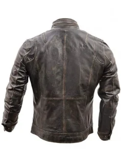 Asal Vision Brown Jackets | Biker Jackets | Men’s Biker Slim Fit Vintage Distressed Jacket Brown